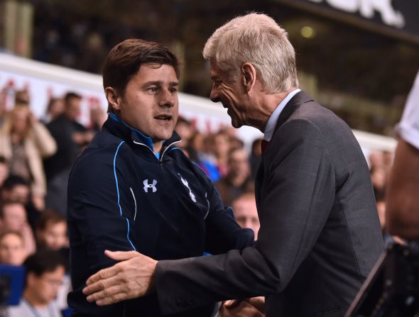 Tottenham manager Mauricio Pochettino, left, and Arsenal boss Arsene Wenger go head-to-head in the 183th north London derby on Saturday. 