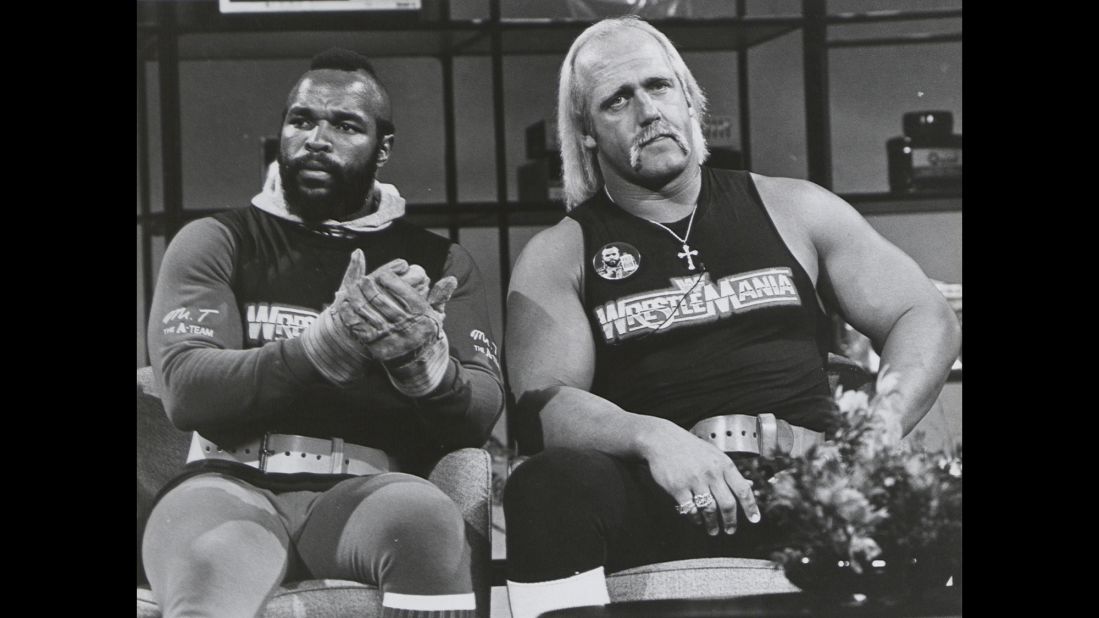 <strong>Super-friends:</strong> Mr. T and Hulk Hogan -- two tough-guy, pop-culture icons -- joined forces for several projects in the mid-'80s. In March 1985, they <a href="http://www.miamiherald.com/sports/fighting/article1977819.html" target="_blank" target="_blank">teamed up</a> for the debut of WrestleMania and co-hosted an episode of "Saturday Night Live."