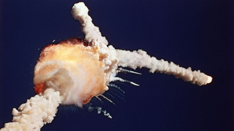 <strong>Space-flight tragedy:</strong> The space shuttle <a href="http://www.cnn.com/2016/01/28/tech/challenger-disaster-space-shuttle-anniversary/" target="_blank">Challenger exploded</a> shortly after launching in Florida on January 28, 1986. All seven crew members were killed. In a televised speech that evening, President Ronald Reagan said: "The future doesn't belong to the faint-hearted; it belongs to the brave. The Challenger crew was pulling us into the future, and we'll continue to follow them." After the incident, which was attributed to cold weather combined with a design flaw, scientists made more than 100 changes to the shuttle to make it safer.