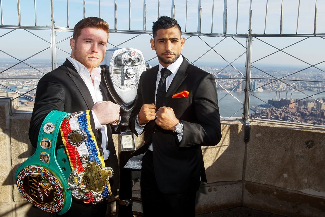 Who will win? Reighing champ and Mexican fighter Saul 'Canelo' Alvarez, and British Muslim boxer Amir Khan