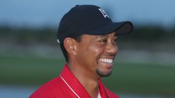 NASSAU, BAHAMAS - DECEMBER 06:  Tiger Woods of the United States waits on the 18th green after the final round of the Hero World Challenge at Albany, The Bahamas on December 6, 2015 in Nassau, Bahamas  (Photo by Scott Halleran/Getty Images)