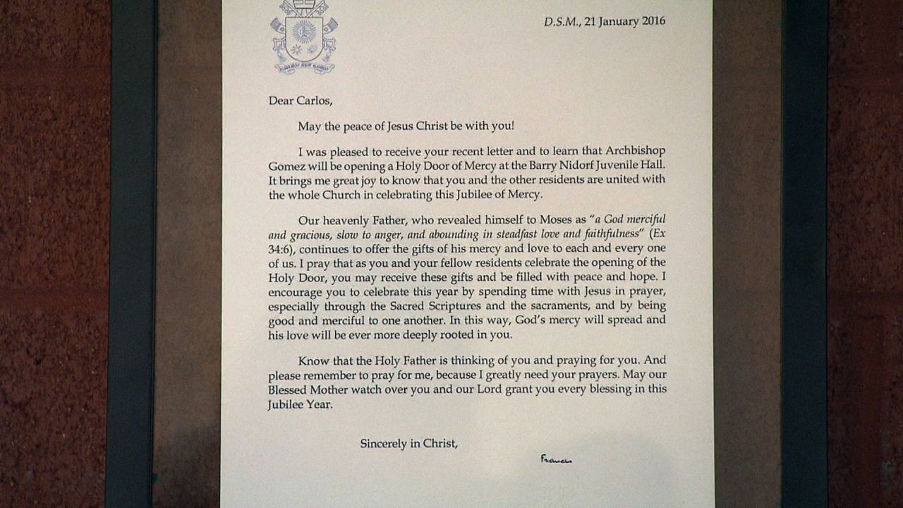  Letter from Pope Francis