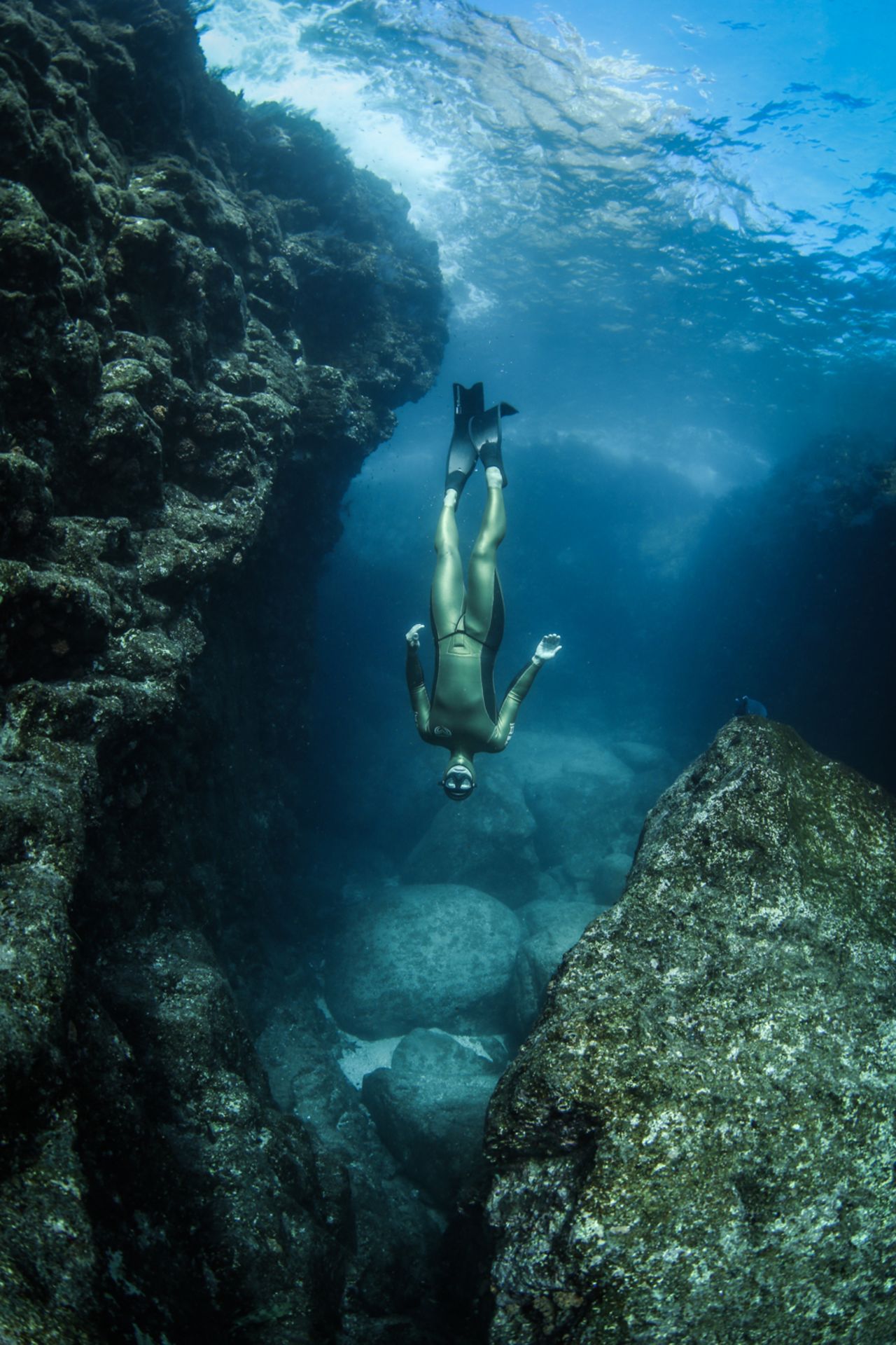 "My friends who freedive while shooting often smirk at the limitations of movement that I have on scuba equipment," she added.<br />"I can't simply follow him up and down to the surface, as I risk getting 'the bends.'"