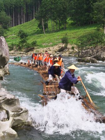 Japan's Kitayama village offers tourists a chance to sail down the swift currents of Kitayama River on traditional logging rafts. Here's the kicker -- you're not even seated.