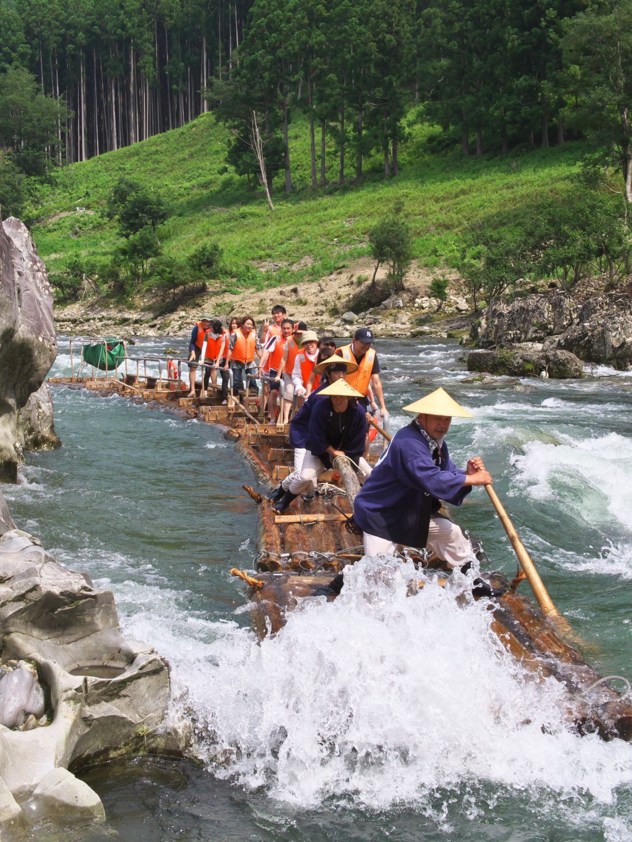The wildest way to experience the serene natural beauty of Japan's Kitayama River? Rush down its thrilling currents while standing up on a narrow wooden raft.