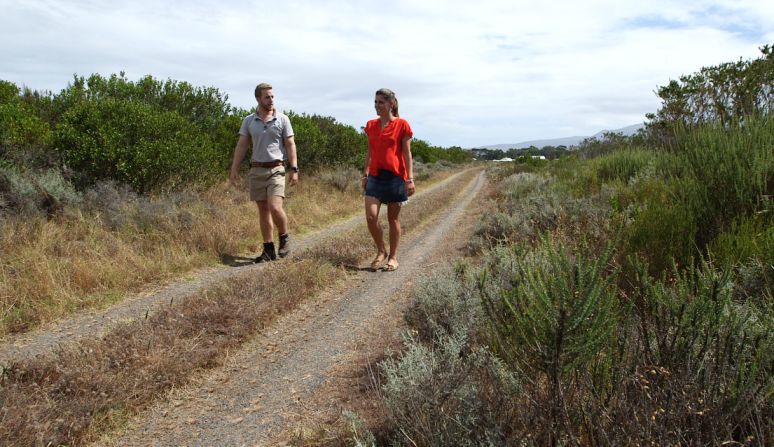 KRCA manager Rob Slater takes CNN WInning Post presenter Aly Vance on a guided tour of the conservation area. 