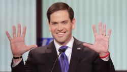 Marco Rubio participates in a debate sponsored by Fox News on March 3, 2016 in Detroit, Michigan. 