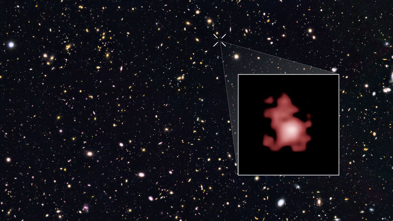Astronomers using the Hubble Space Telescope have measured the distance to the farthest galaxy ever seen -- Galaxy GN-z11. The galaxy is in the inset.
