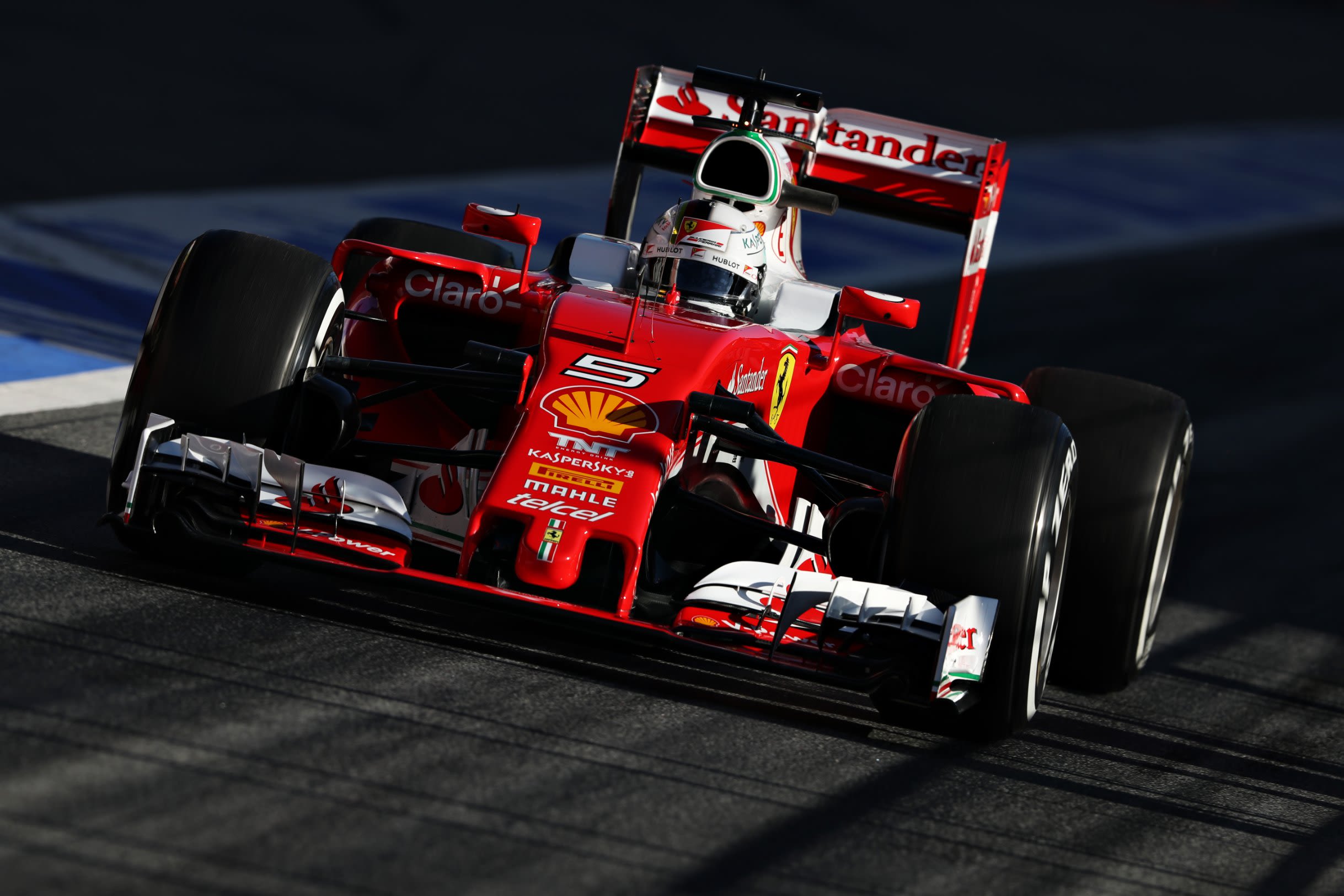 Sebastian Vettel of Ferrari drives during the final day of testing on March 4. He recorded the fastest lap time in the morning session -- coming in at 1:22.852.  