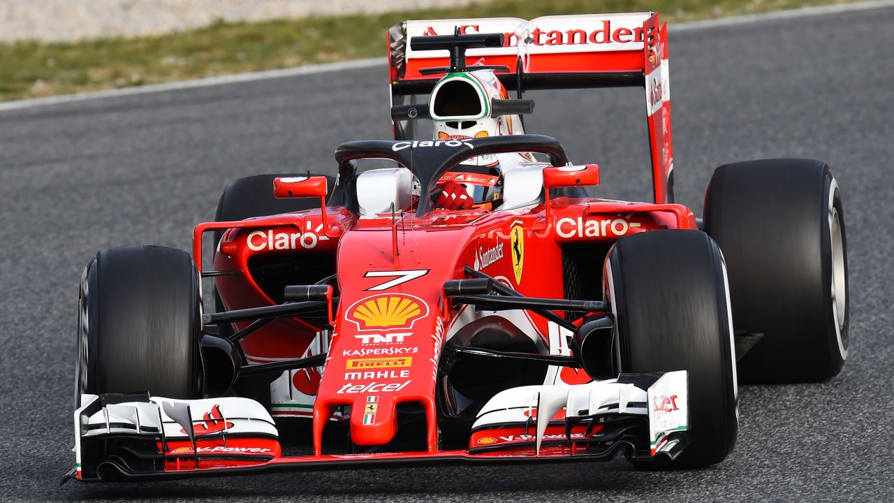 Ferrari's Kimi Raikkonen trialed the new safety halo at winter testing in Barcelona.