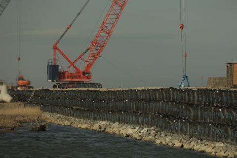 A giant, 780-meter sea wall under construction near the Fukushima Daiichi nuclear plant is designed to prevent contaminated water on the site from seeping into the ocean. 