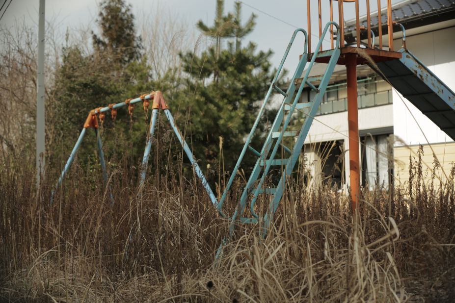An abandoned playground inside the Fukushima exclusion zone.
