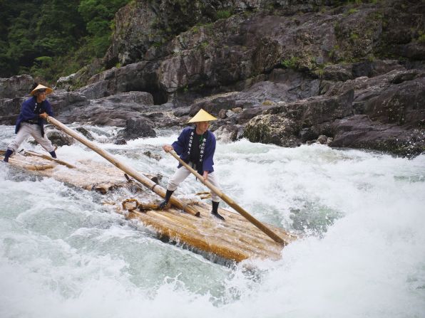 The adventure sport was inspired by Japan's traditional lumber industry. Felled wood was assembled into rafts then sent down the river -- a transport method used for more than 600 years. In the late 1970s it was introduced to tourists. 