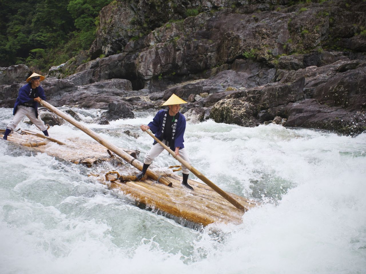 The adventure sport was inspired by Japan's traditional lumber industry. Felled wood was assembled into rafts then sent down the river -- a transport method used for more than 600 years. In the late 1970s it was introduced to tourists. 