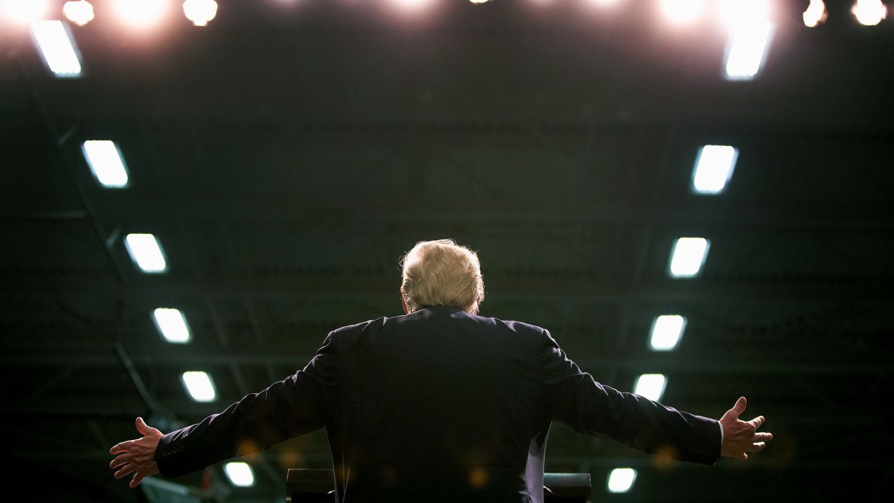 Republican presidential candidate Donald Trump speaks to guests during a rally at Macomb Community College on March 4, 2016 in Warren, Michigan.