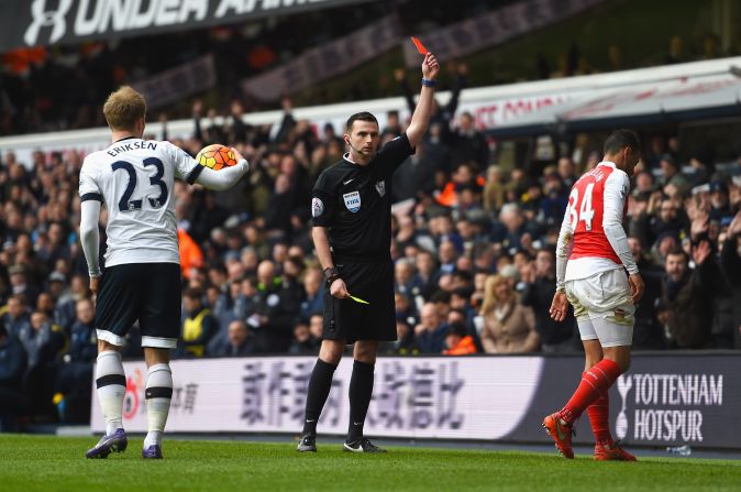 Spurs found a way back into the match when Arsenal's French midfielder Francis Coquelin was sent off just after half time.