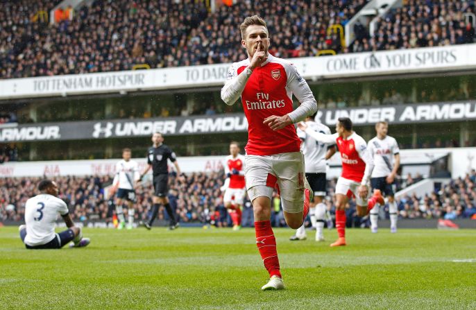 Arsenal's Welsh midfielder Aaron Ramsey opened the scoring for the Gunners late in the first half.