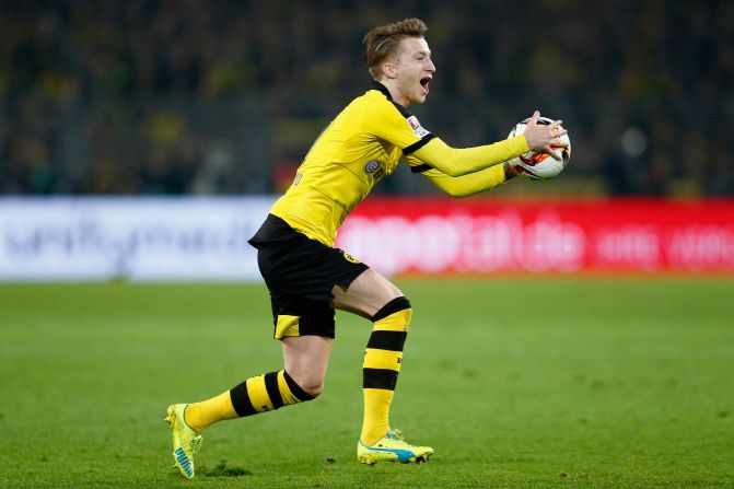 Dortmund looked dangerous on the counter attack all evening. Here striker Marco Reus shows his frustration at being caught offside.