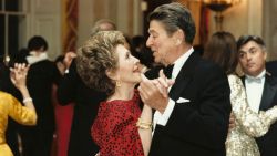 Former U.S. President Ronald Reagan dances with former First Lady Nancy Reagan in this undated file photo. Reagan turns 92 on February 6, 2003.