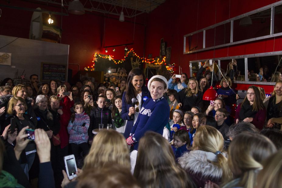 Screenwriter and actress Lena Dunham spoke to a crowd at a Hillary Clinton for President event in January in Manchester, New Hampshire. 