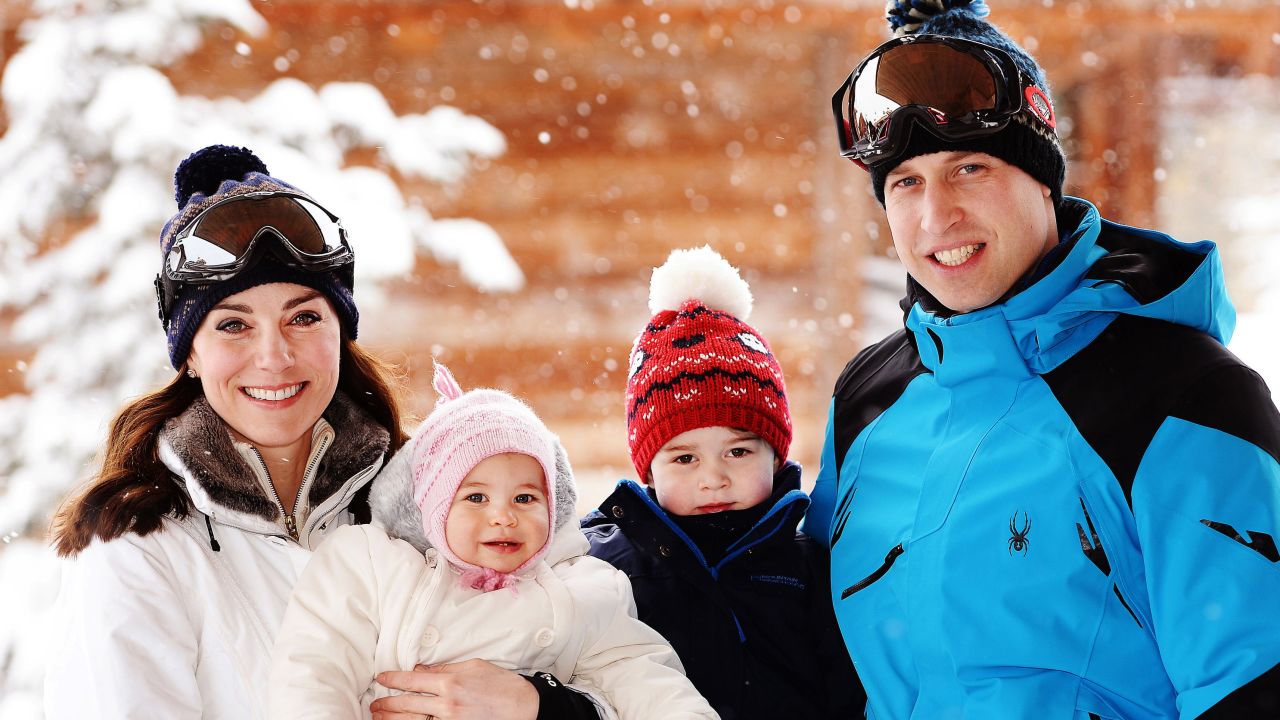 Kate Middleton, Princess Charlotte, Prince George, and Prince William on holiday in the French Alps. 