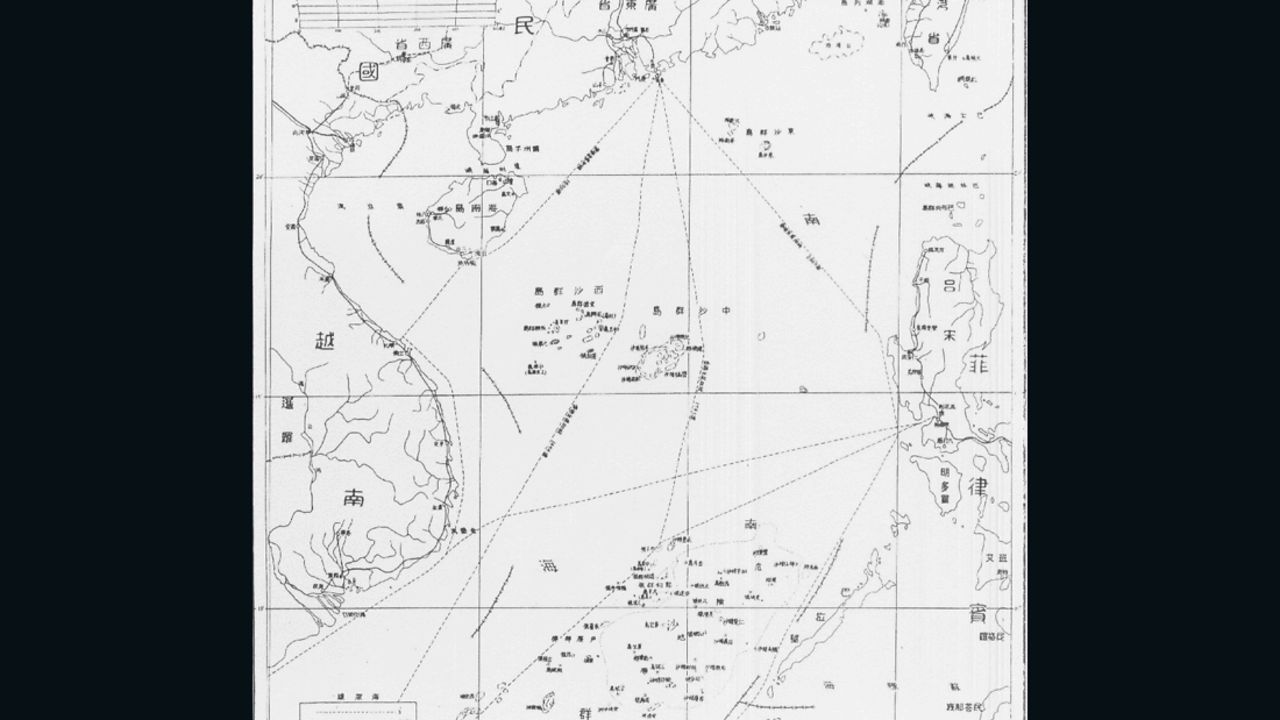 China published a map in 1948 outlining its claims in the South China Sea. The map becomes the basis of the "nine-dash line" -- the foundation of China's current territorial claims. 