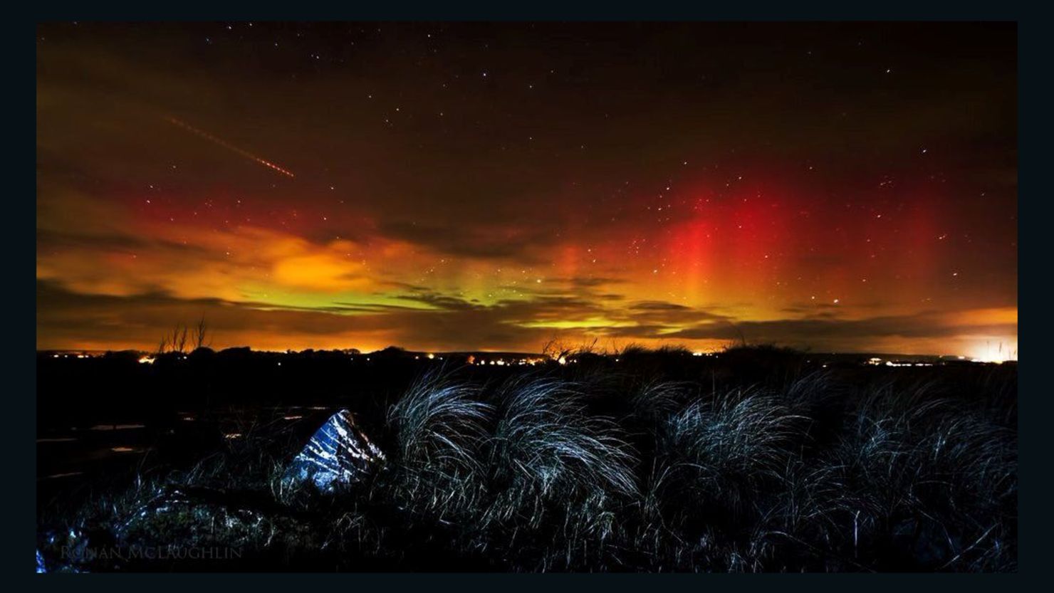 The Aurora Borealis painted British skies with shades of green, blue, and purple
