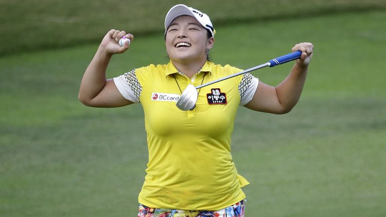 Ha Na Jang celebrates Sunday, March 6, after she won the HSBC Women's Champions, an LPGA tournament in Singapore. She even broke out a <a href="index.php?page=&url=http%3A%2F%2Fwww.golfdigest.com%2Fstory%2Fwatch-ha-na-jang-celebrate-her-latest-win-by-doing-the-beyonce-super-bowl-dance" target="_blank" target="_blank">Beyonce dance</a> on the last hole.