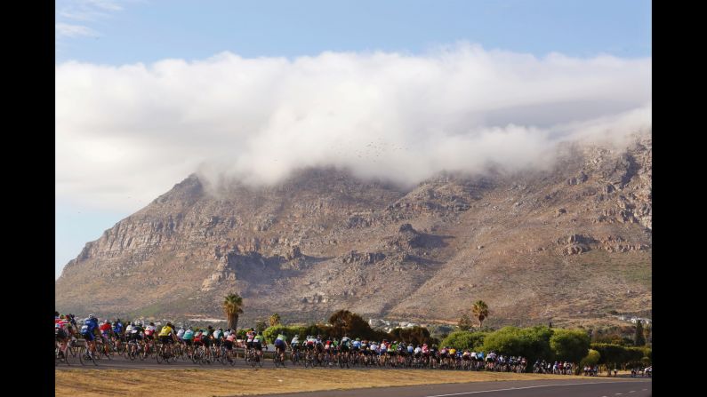 Cyclists participate in the Cape Town Cycle Tour in Cape Town, South Africa, on Sunday, March 6.