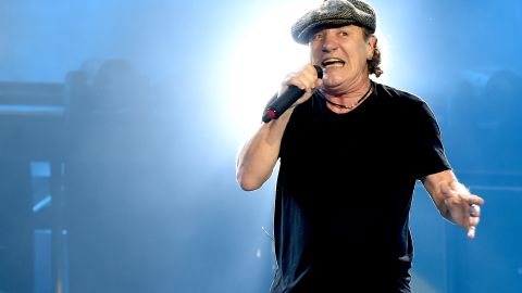 Brian Johnson, lead singer of AC/DC, performs with the band at Dodger Stadium on September 28, 2015 in Los Angeles.