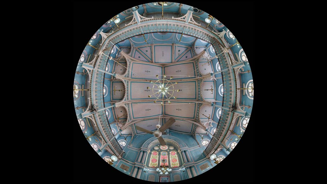Professor Sarah Kenderdine and John Choy have photographed the ceilings of 70 of Mumbai's most beautiful buildings, using an automated rig to create huge one gigapixel composite images. Displayed in a temporary installation called the DomeLab, they're opening eyes to the city's marvels with their immersive art, at once familiar and yet uncanny.<br /><br /><strong>Knesset Eliyahoo Synagogue </strong>-- Built in 1884 by Jacob Elias Sassoon, the synagogue was constructed in memory to his father. It served a prominent and affluent Jewish community in the city, and at one time the celebration of Yom Kippur called for extra chairs to fit into the packed synagogue.
