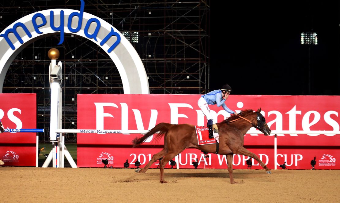 Prince Bishop, ridden by William Buick, won the Dubai World Cup at Meydan in 2015.