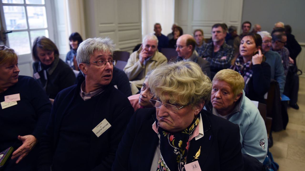 Victims await the start of the trial of  Jacobus Marinus Van Nierop, dubbed "the dentist of the horror," at the Nevers courthouse, central France.     
