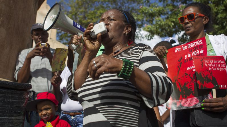 Women demonstrate in Santo Domingo, Dominican Republic, on March 8.