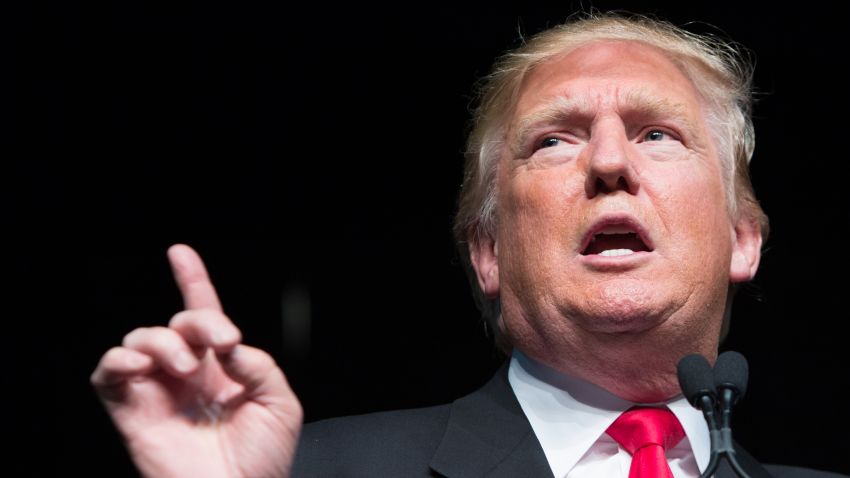 ATLANTA, GEORGIA-  FEBRUARY 21: Republican presidential candidate Donald Trump speaks during a campaign rally at the Georgia World Congress Center, Sunday, February 21, 2016 in Atlanta, Georgia.  Trump won the South Carolina Republican primary over nearest rivals Sen. Marco Rubio (R-FL) and Sen. Ted Cruz (R-TX).  (Photo by Branden Camp/Getty Images)