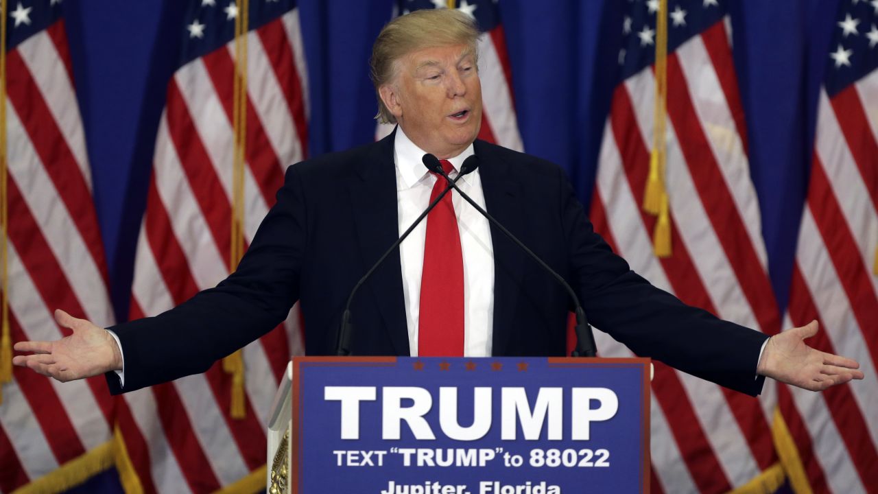 Republican presidential candidate Donald Trump speaks during a news conference at the Trump National Golf Club, Tuesday, March 8, 2016, in Jupiter, Fla. (AP Photo/Lynne Sladky)