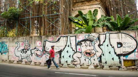 It's common to find abandoned construction sites around Havana, some overgrown with vegetation, giving each site a form and character of its own.