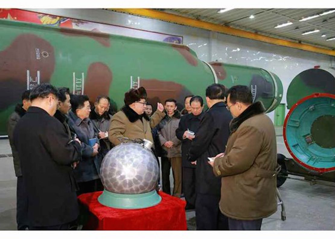 North Korean state media released photographs that it claims shows Kim Jong Un inspecting a miniaturized warhead. CNN cannot independently confirm the images.
