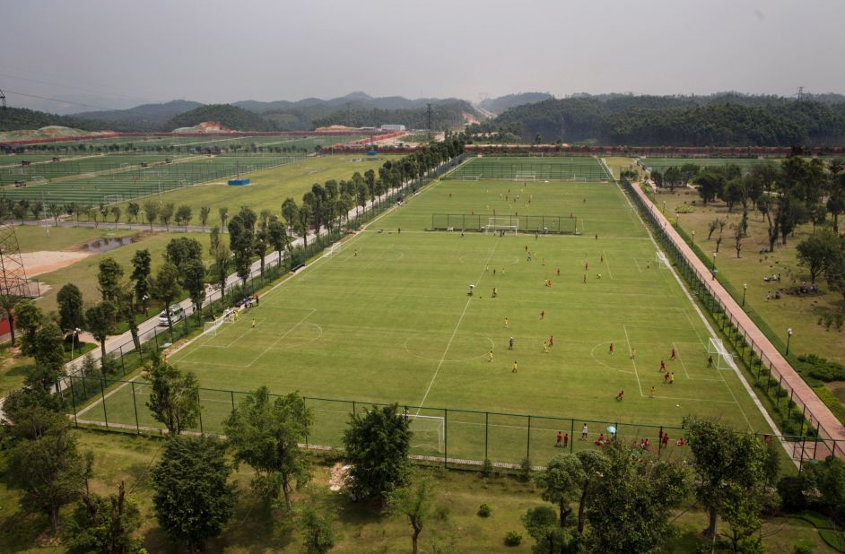 The 167-acre site has 50 pitches and is home to 2,600 boys and 200 girls who, it is hoped, will star for China in the future. 