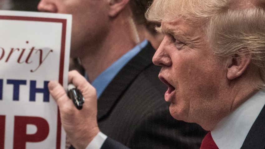 CONCORD, NC - MARCH 7:  Republican presidential candidate Donald Trump  signs autographs at a campaign rally March 7, 2016 in Concord, North Carolina. The North Carolina Republican presidential primary will be held March 15. (Photo by Sean Rayford/Getty Images)