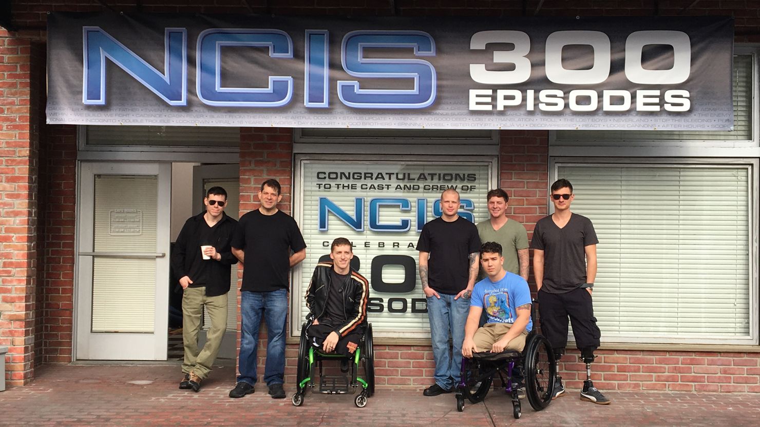 MusiCorps' Arthur Bloom, Nathan Kalwicki, Tim Donley, Will Cook, Josh Cawthorn, Marcus Dandrea and Johnathon Mullen on the "NCIS" set.
