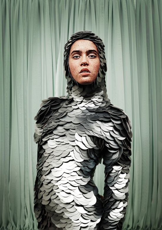 This creation by Swedish designer Bea Szenfeld is made entirely out of paper. Though visually striking, this outfit is not intended to be worn outside of an editorial context.  