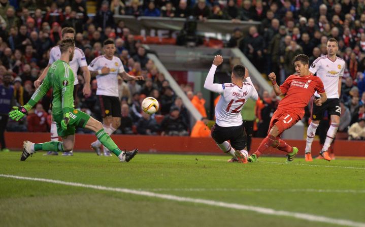 United were riding their luck, and De Gea could not keep Liverpool out forever. Indeed, after a mistake from Michael Carrick -- played out of position in central defense -- Firmino gleefully tucked away a second Liverpool goal.