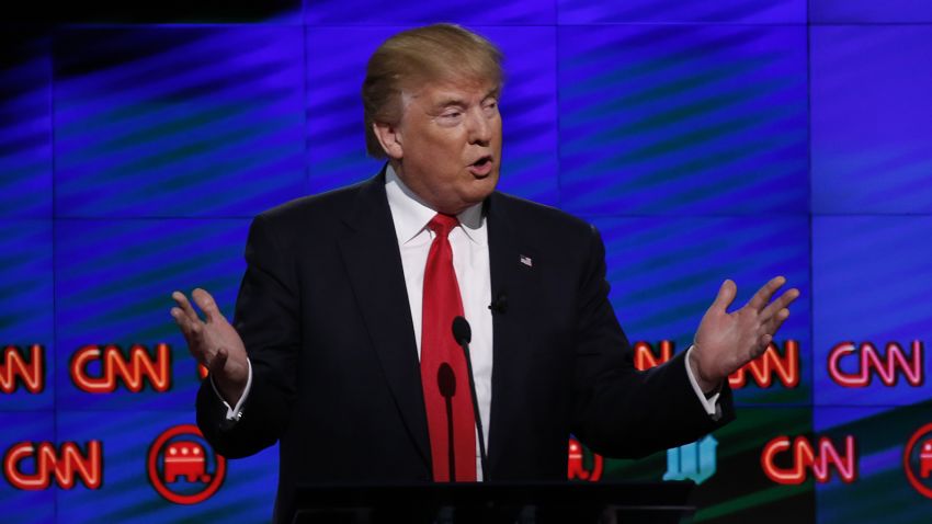 Republican Presidential candidate Donald Trump speaks during the CNN Debate in Miami on March 10, 2016.