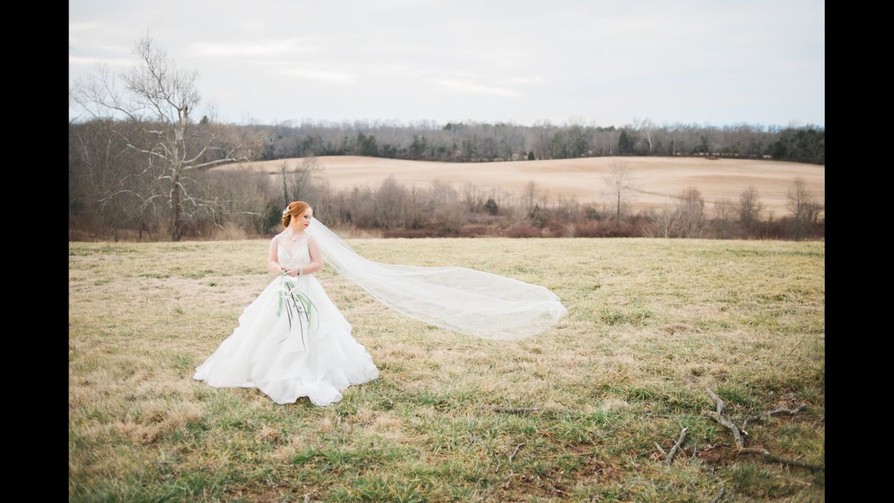 Madeline Stuart poses at Rixey Manor, a wedding venue in Virginia. Stuart has Down syndrome.