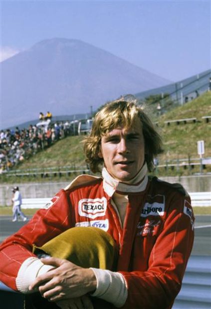 Hunt poses at Japan's Fuji Speedway. 