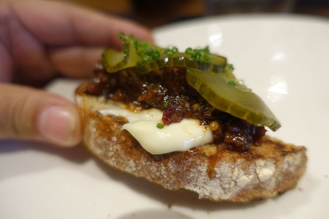 Chef David Pynt's deceptively low-key beef marmalade on toast.
