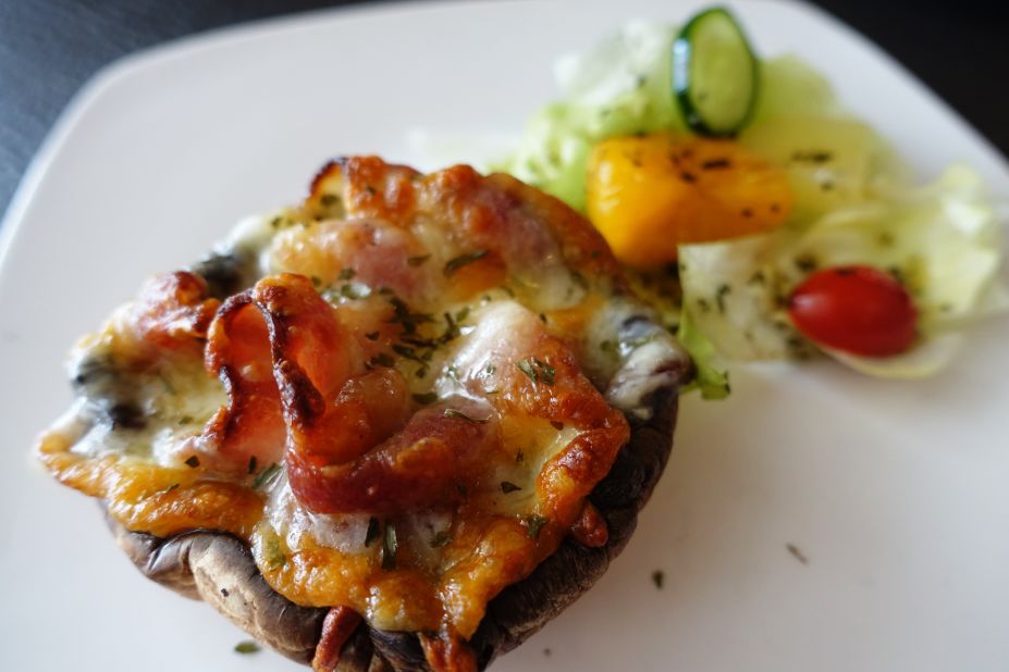British Hainan's bacon and cheese Portobello melt is one of several menu stars.