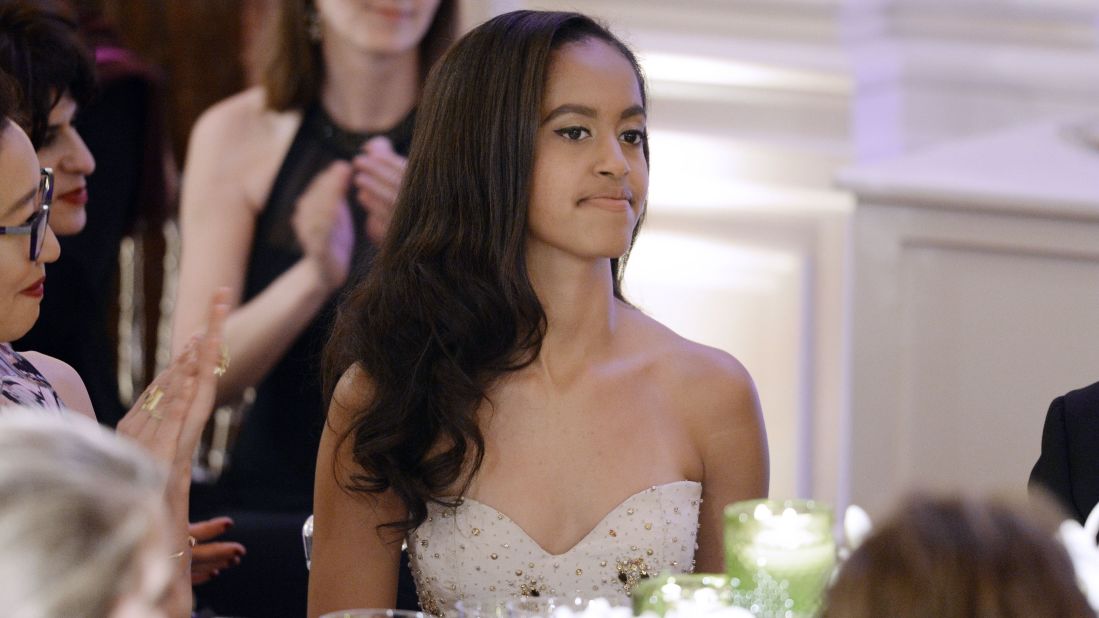 Malia attends a state dinner at the White House in March 2016. The dinner was in honor of Canadian Prime Minister Justin Trudeau and first lady Sophie Gregoire-Trudeau.