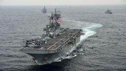 AT SEA - MARCH 8: In this handout photo provided by the U.S. Navy, the amphibious assault ship USS Boxer (LHD 4) transits the East Sea on March 8, 2016 during Exercise Ssang Yong 2016. Ssang Yong 16 is a biennial combined amphibious exercise conducted by forward-deployed U.S. forces with the Republic of Korea Navy and Marine Corps, Australian Army and Royal New Zealand Army Forces. (Photo by MCSN Craig Z. Rodarte/U.S. Navy via Getty Images)
